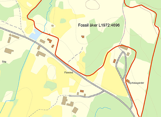 Karta över den fossila åkern i Flatered.