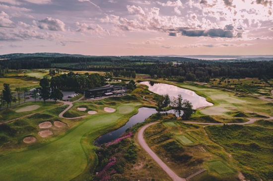 Flygbild över en Sand golfbana.