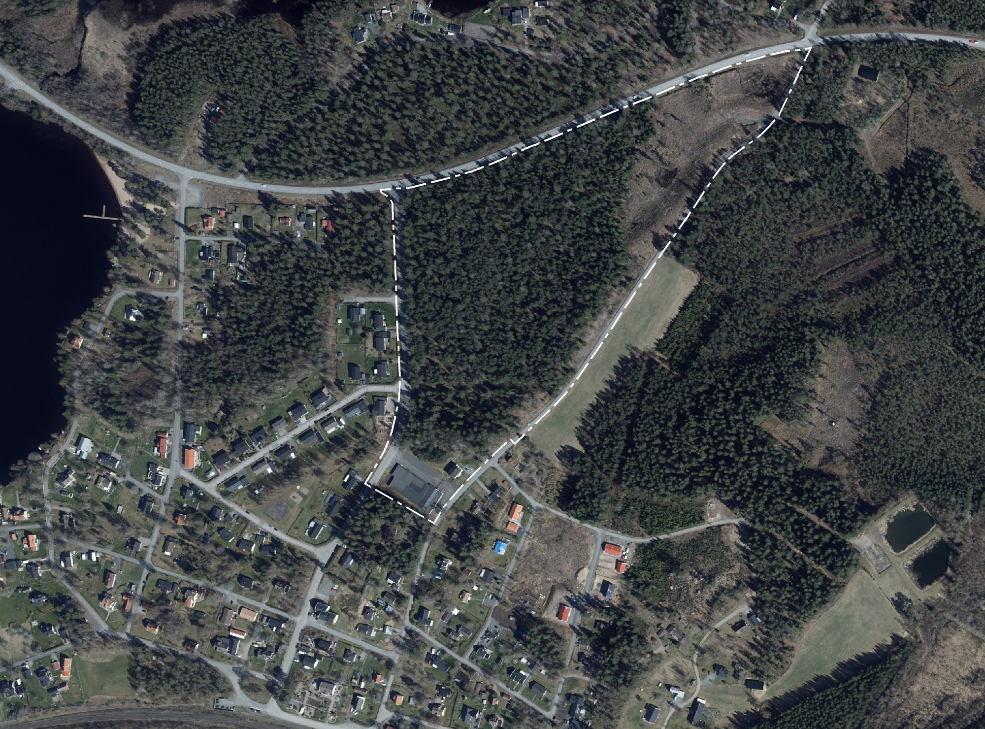 Flygfoto över planområde.