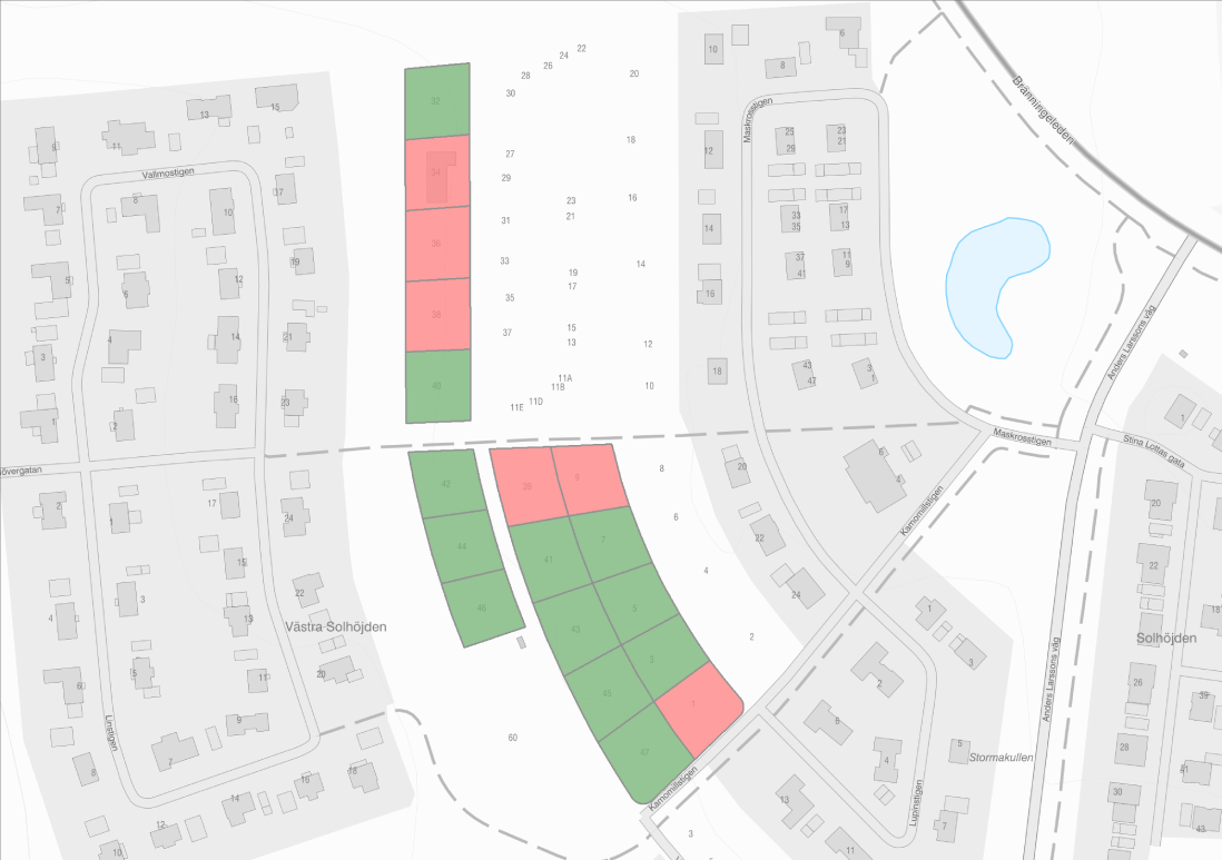 Tomter på västra solhöjden.