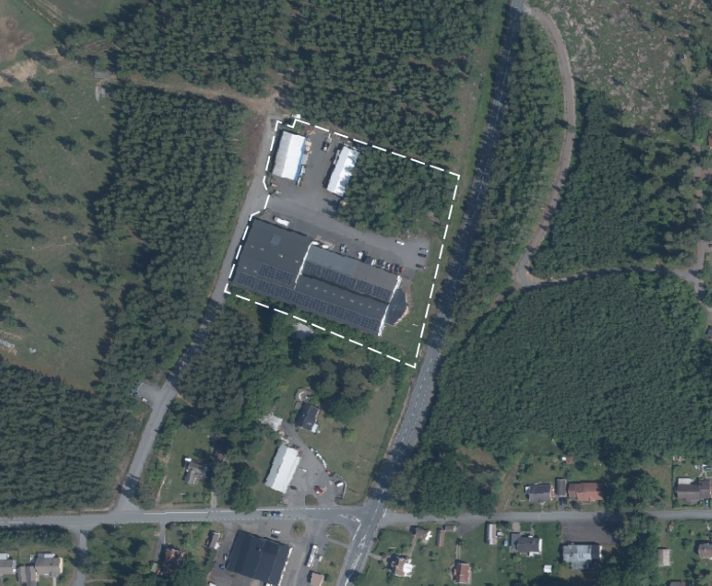 Flygfoto över planområde.